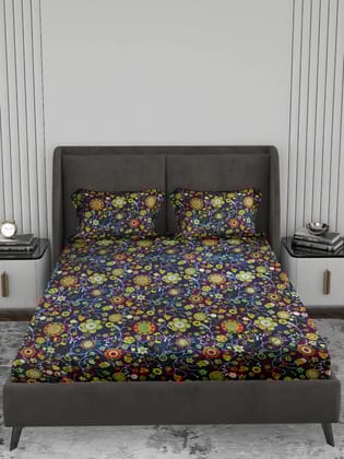 Crystal - 140GSM Glance Cotton Double Bed BedSheet-Double Bed (224cm x 254cm)