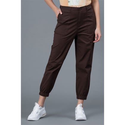 Mode by RedTape Cotton Joggers for Women | Brown Comfortable Joggers for Women