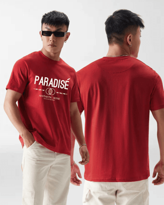 Paradise Red Round Neck Tshirt-S