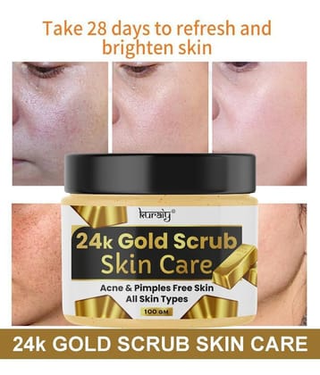 KURAIY 24k Gold Acne And Pimple Removal Face Scrub Suitable for All Skin Types 100g