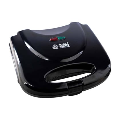 Steelbird Cyborg Toaster Grill 750 Watt Grill Sandwich Maker with Non-Stick Coated Plates for Easy-to-Clean and Buckle Clips Lock (Black)-Black