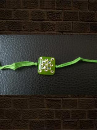 Light green kundan work rakhi