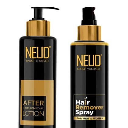 NEUD Combo: Hair Remover Spray and After-Hair-Removal Skin Lotion for Men & Women