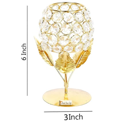  Crystal Tealight Candle Holder Gold Plated 