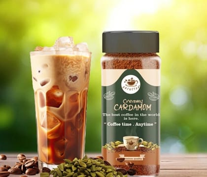 Brewstar Creamy Cardamom Coffee | Roast & Ground Coffee | Instant Coffee | Premium Coffee | Cardamom Flavour (50gm)