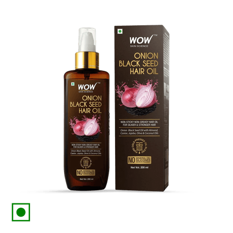 WOW Skin Science Onion Hair Oil For Hair Growth And Hair Fall Control - With Black Seed Oil Extracts, 200 ml Bottle