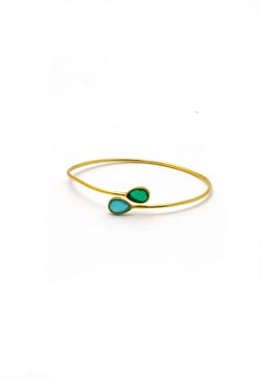 Dual Gemstones Adjustable Bracelet-Green & Blue