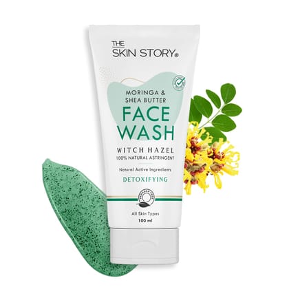 The Skin Story Pore Cleansing Face Wash - 100ml | Deep Cleansing, Moisturizing, and Detoxifying | Infused with Moringa, Witch Hazel, and Shea Butter | Gel-Based, Paraben-Free