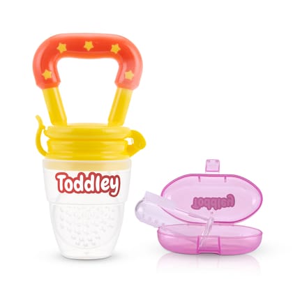 Toddley 2-Piece Baby Care Combo - Food & Fruit Nibbler, Finger Brush for 6+ Months (Yellow)