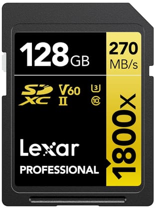 Lexar Gold Series 1800X 128GB Profoessional SDXC Card Memory UHS-II, U3 For Camera