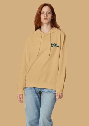 Never Settle Printed Beige Hoodie By Offmint-S