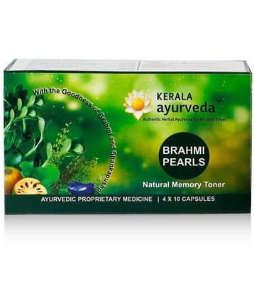 Kerala Ayurveda Brahmi Pearls 40 Capsules, Improves Cognitive Functions,Supports Memory, Retention, and Concentration, Enhances Reasoning