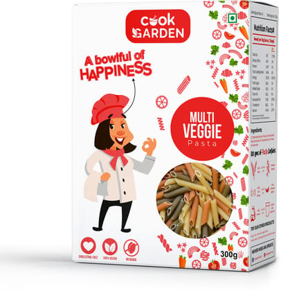 CookGarden Multi Veggie Pasta |High Protein, No Maida |Easy Digestion Healthy Food | Penne, 300 gm