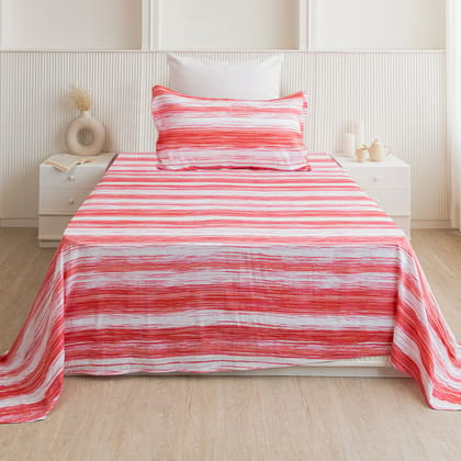 Breton Wave - Bedsheet-Pink / 152.4 x 228.6CM With 1 Pillow Cover