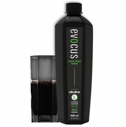 Evocus Black Alkaline Drink | 8+ pH | Pack of 6 (500mL Each)