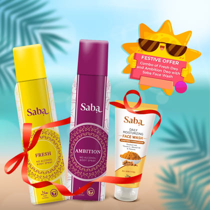 Combo of Saba Fresh Deodorant & Saba Ambition Deodorant with Saba Daily Moisturizing Facewash