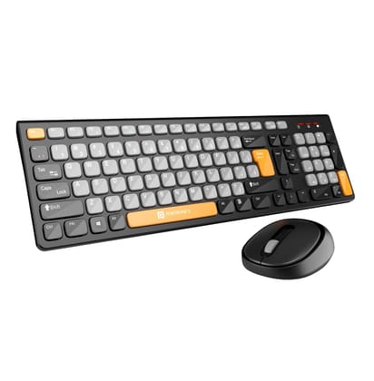 Portronics Key7 Combo Wireless Keyboard and Mouse Set (Grey Plus Orange)