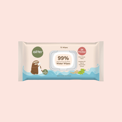 .allter 99% Water Baby Wipes, 72 Wipes Per Pack