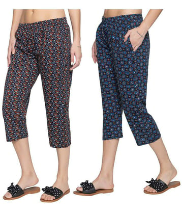 Zeffit Cotton Capris - Multi Color Pack of 2 - None