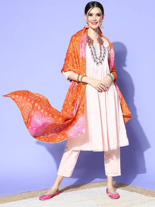 Rang Gali Orange Bandhej Silk Dupatta