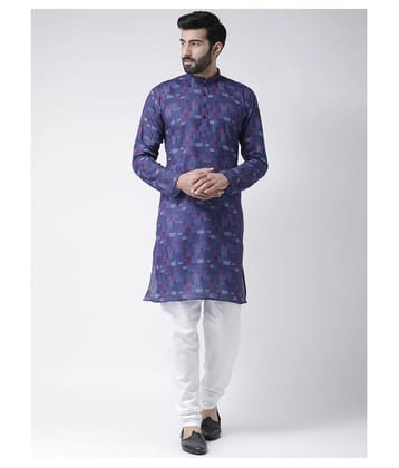 Hangup Blue Cotton Kurta Pyjama Set - None