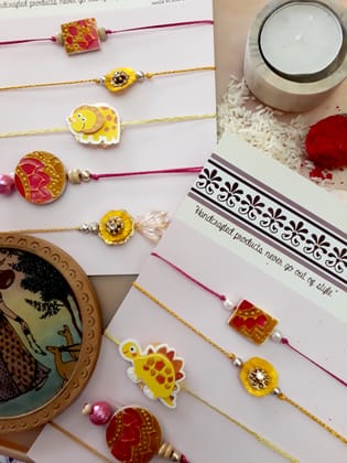 IVEI Handpainted exclusive Rakhi set of 5 for Rakshabandhan