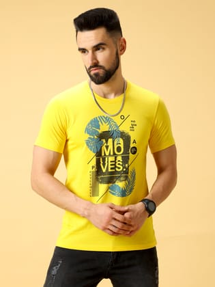 Moves Chest Print Black/Blue Crew Neck T-Shirt-M