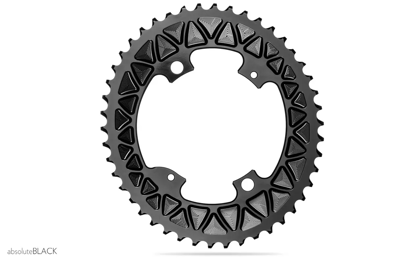 Absolute Black Chainrings | Oval Sub Compact Gravel/Road Chainring 2X 110/4-Black / 110mm / 46T