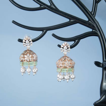 Rosegold Rishika Moti Jhumka Earrings
