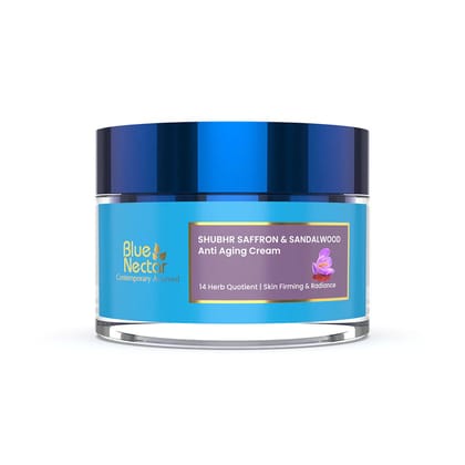 Anti Aging Cream for Women with Saffron and Sandalwood (14 Herbs, 50g)