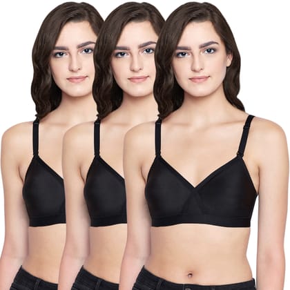 Bodycare 100% Cotton Non Padded Non wired Seamless Bra-Pack of 3