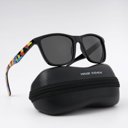 Voyage Square Polarized Sunglasses for Men & Women (Black Lens | Black Frame - PMG4813)