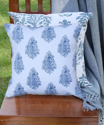 Set of 2 Assorted Printed Cotton Cushion Cover (16"x16")