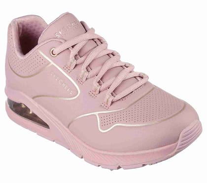 Skechers Pink Women Uno 2 - Golden Trim Lace Up Sneakers