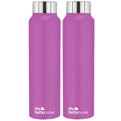 The Better Home 1L Stainless Steel Water Bottle, Leak Proof, Durable, Rust Proof, Non-Toxic, BPA Free, Eco Friendly, Purple, Pack of 2.-The Better Home 1L Stainless Steel Water Bottle | Leak Proo