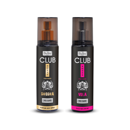 Byond Club House No Gas Deodorant, Perfume Body Spray, Long Lasting Deo For Men 24 Hour, Pack Of 2 (Shosha & Vela, 120Ml)