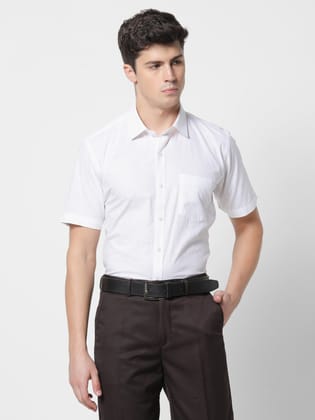 White Solid Formal Shirt-L/40