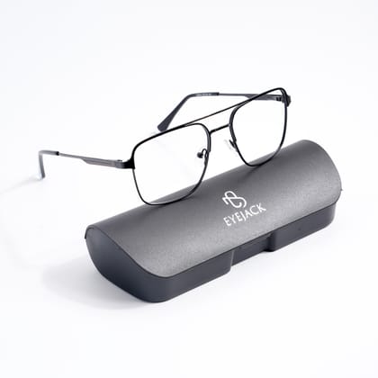 EyeJack DISK Matt Black Wayfarer Eyeglasses for Men & Women (128604CL185-C1)