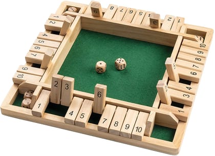 Wooden Shut The Box Family Board Games With 8 Dice For Kids And Adults Fun Entertainment Party Educational Math Skills Teaching-4 Player - Pack of 1