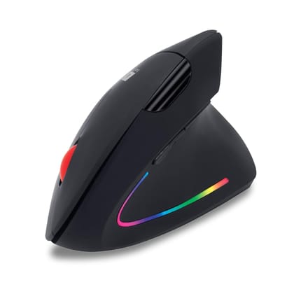 iball Ergo Wireless Optical Mouse, Ergonomic Design with RGB Light, Wrist Support, 2.4GHz Wireless- Black