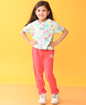 ICECREAM HOT PINK HEART JOGGER SET - WHITE/PINK-6-12 MONTHS / 2N / Multi