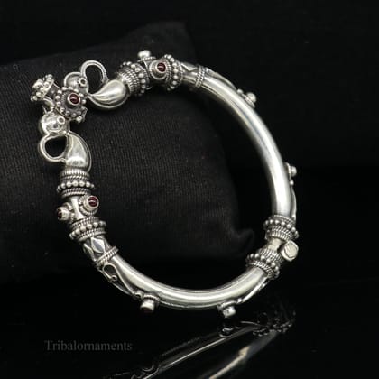 925 Sterling silver handmade indian traditional vintage antique design tribal ethnic belly dance bangle bracelet kada  nssk491