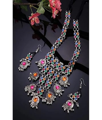 Sunhari Jewels Multi Color Alloy Necklace Set ( Pack of 1 ) - Multi Color