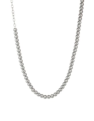 Metallic Grey Pearl Chain-Grey / 18" + 3" extender