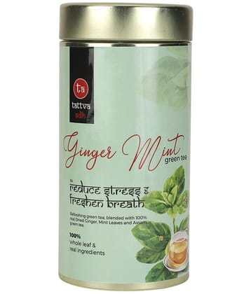 Tattva Adih Ginger Mint Green Tea, Digestive Aid, Detox, Tin 100g