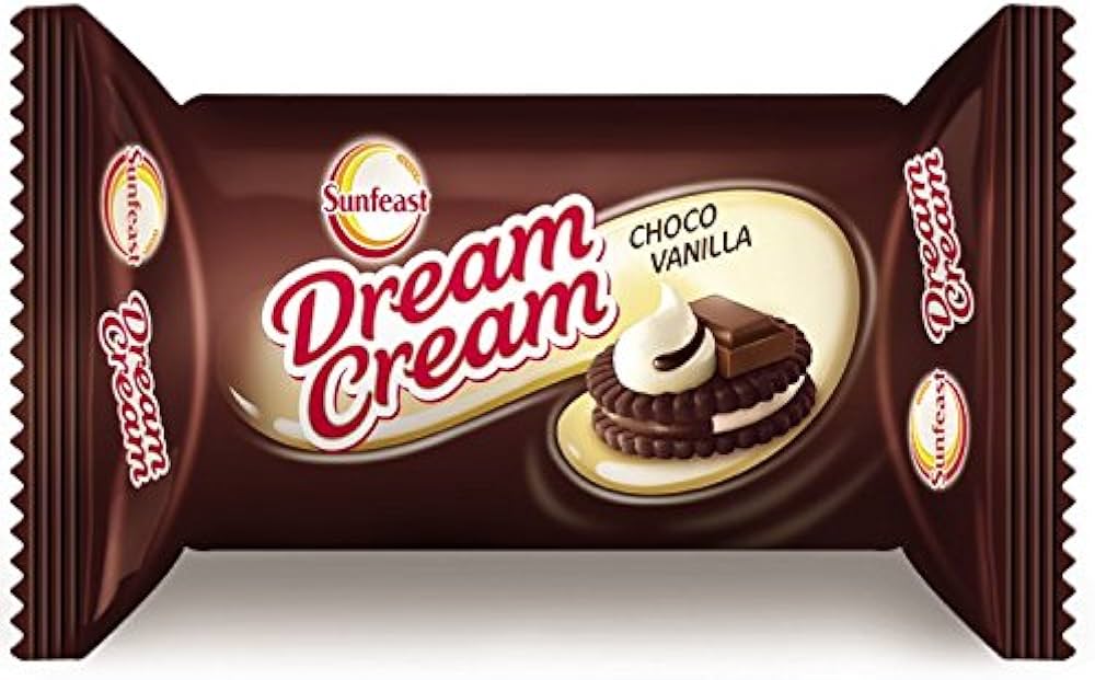 Sunfeast Dream Cream - Choco Vanilla Cream Biscuit Cookie, 60 g Pouch