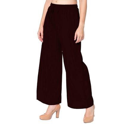 Trendzmy Woman's Rayon Plain Coffee Palazzo