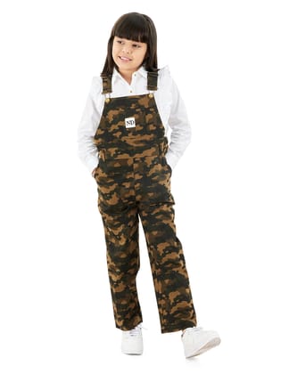 Naughty Dungaree® Full Length Camouflage Cotton Dungaree - Girls