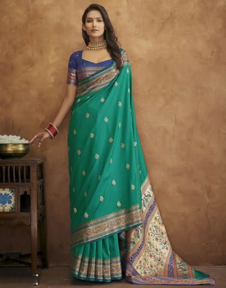 Soft  Paithani  silk saree with Meenakari  weaw...