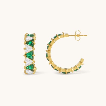 Tala Emerald Hoops - 18K Gold Plated